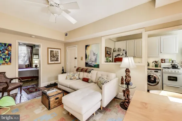 a living room with furniture