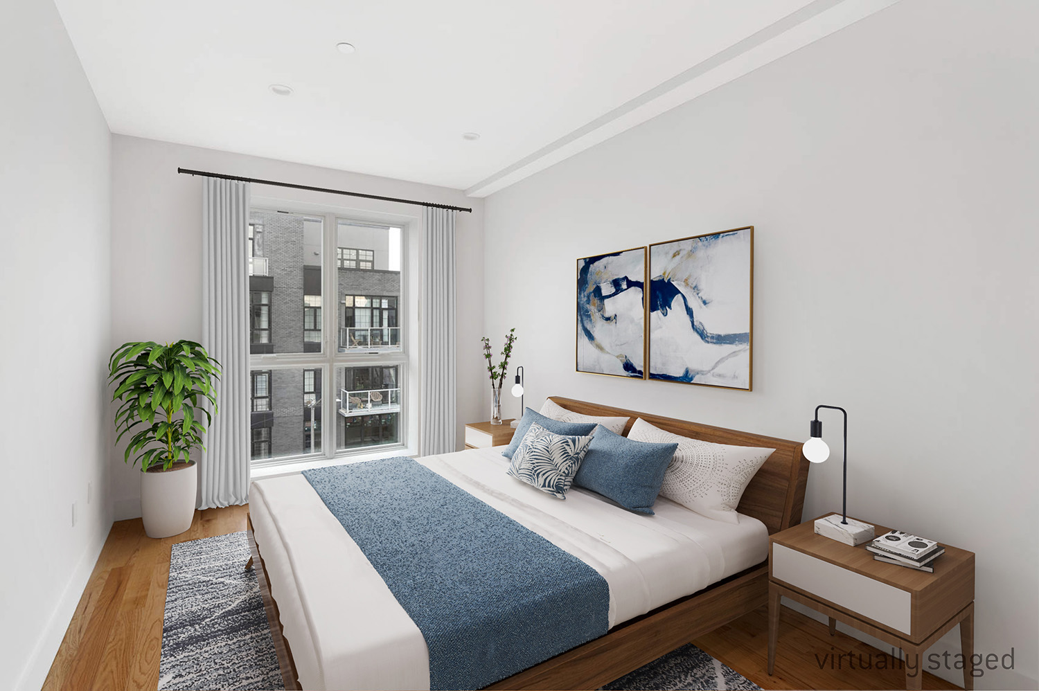 18 A Bleecker Street, Unit 2B Brooklyn, NY 11221 - Photo 4 of 14 a bedroom with furniture and a potted plant