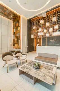 a living room with furniture