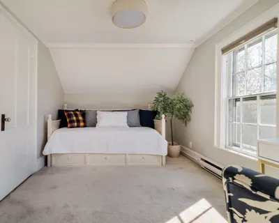 an empty room with windows