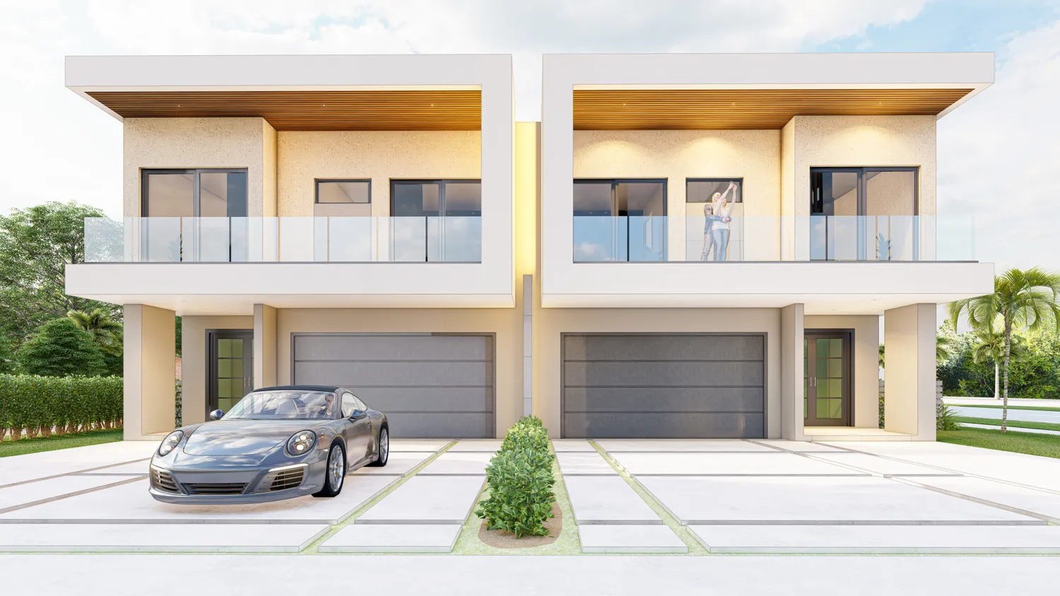 a car parked in front of a building