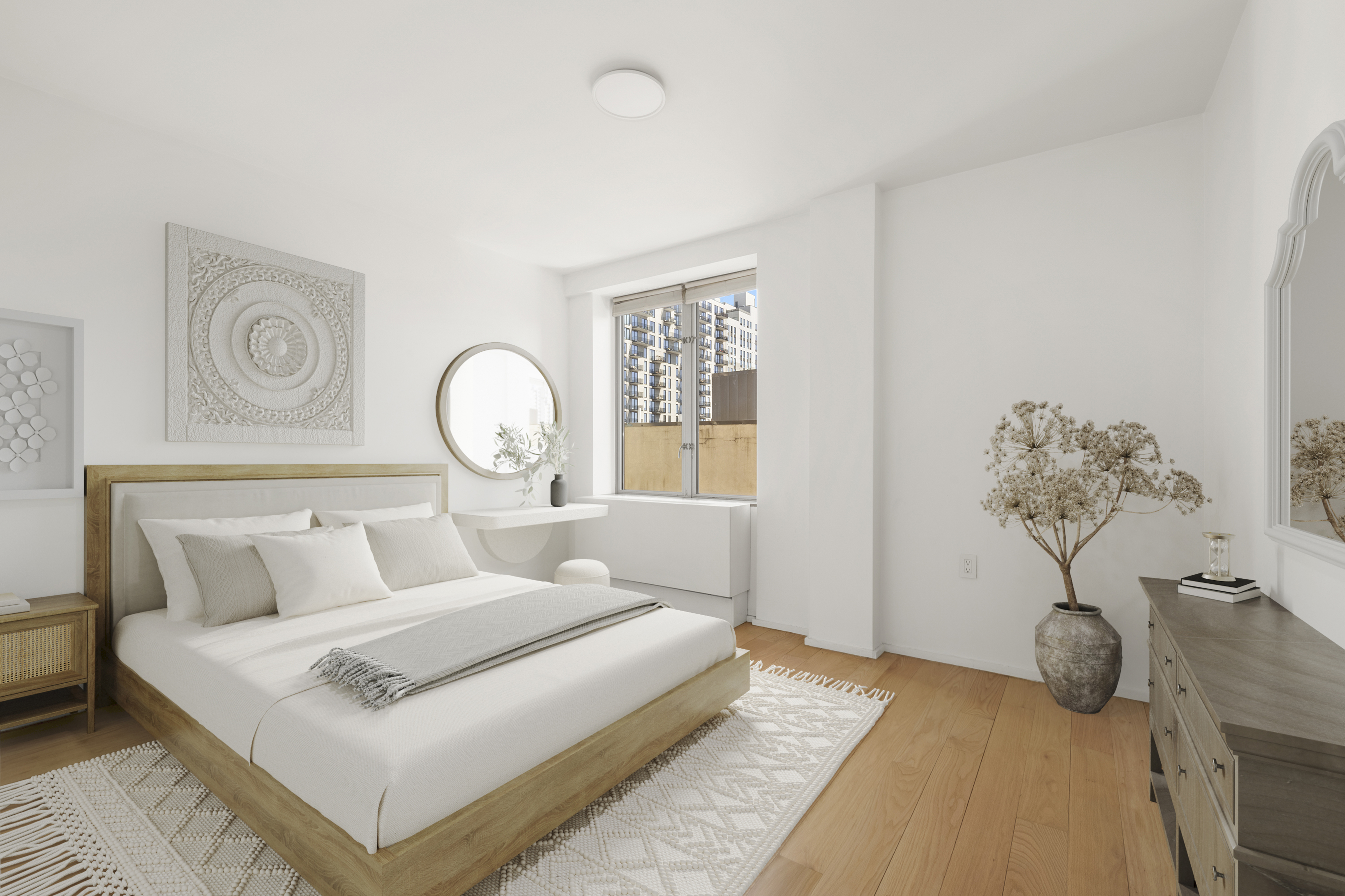 2280 Frederick Douglass Boulevard, Unit 6A Manhattan, NY 10027 - Photo 6 of 13 a bed room with a bed and a chandelier