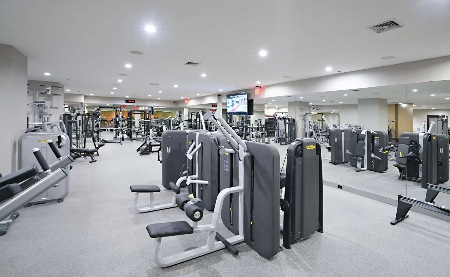 a view of a room with gym equipment