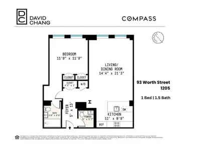 $1,775,000 | 93 Worth Street, Unit 1205 | TriBeCa