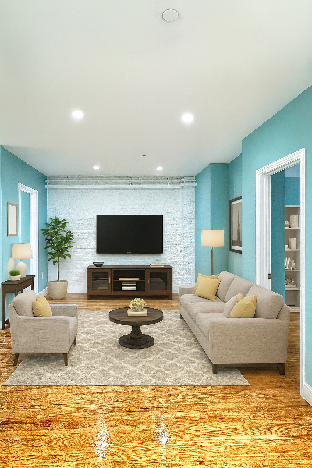 212 Front Street, Unit 4 Manhattan, NY 10038 - Photo 1 of 7 a living room with furniture and a flat screen tv