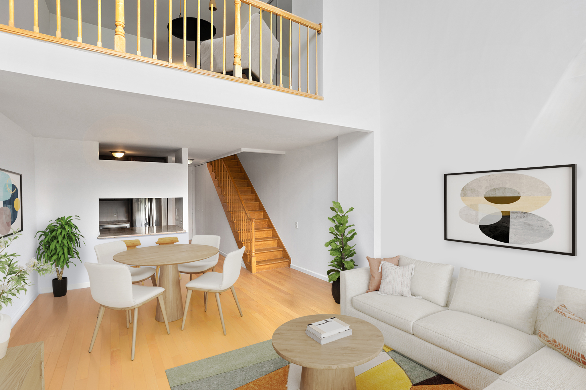 21 South End Avenue, Unit 406 Manhattan, NY 10280 - Photo 4 of 16 a living room with furniture and a potted plant