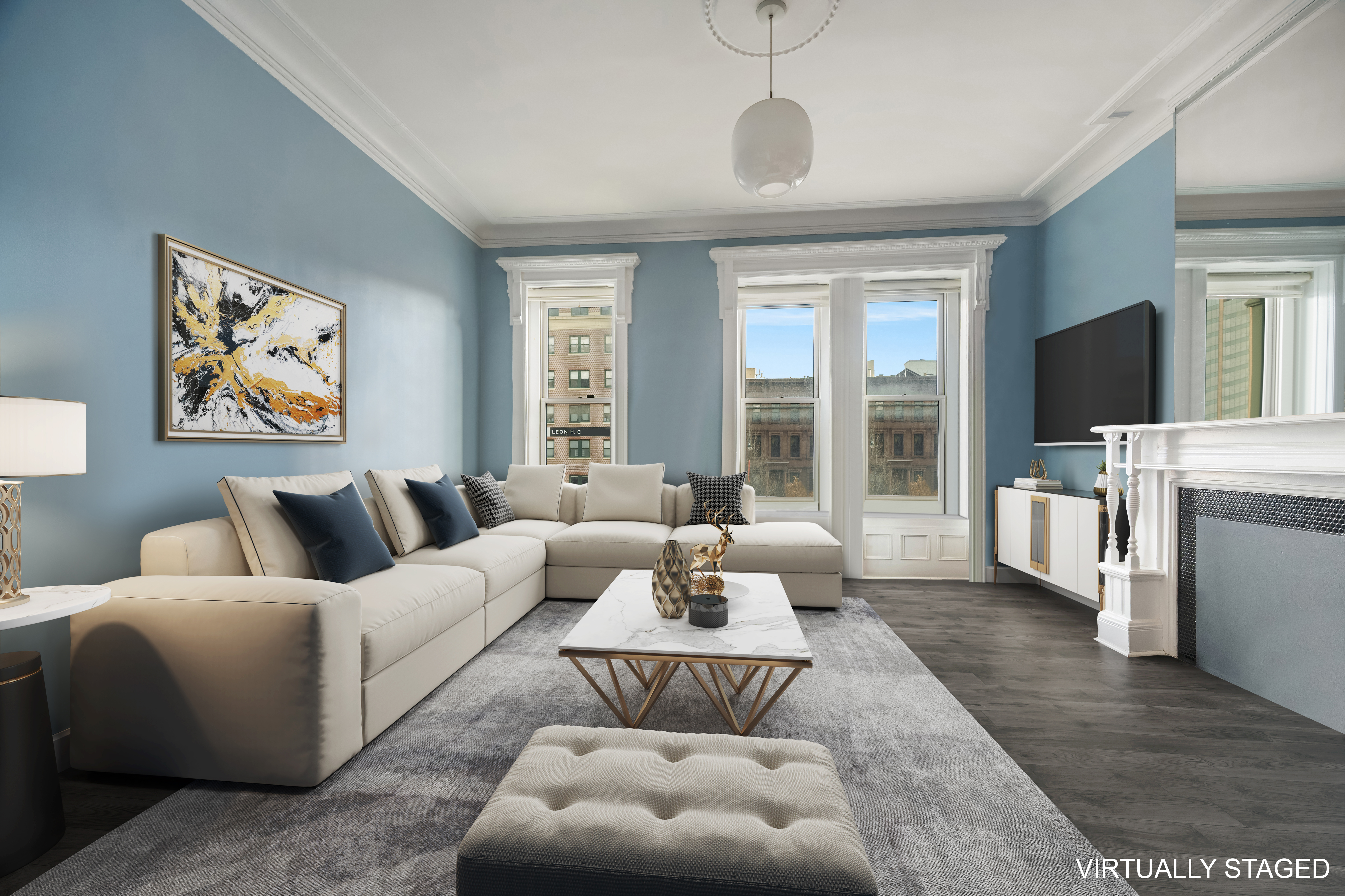 273 Lenox Avenue Manhattan, NY 10027 - Photo 3 of 15 a living room with furniture and a flat screen tv