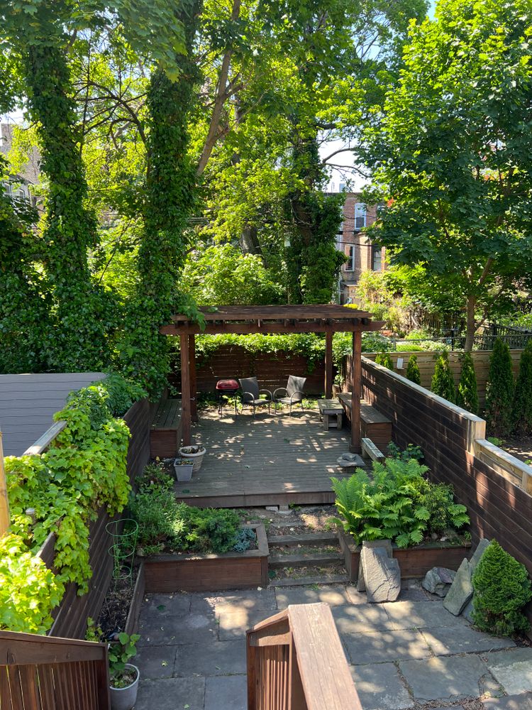 1124 Prospect Place, Unit PLEX Brooklyn, NY 11213 - Photo 8 of 15 a view of a wooden bench with potted plants