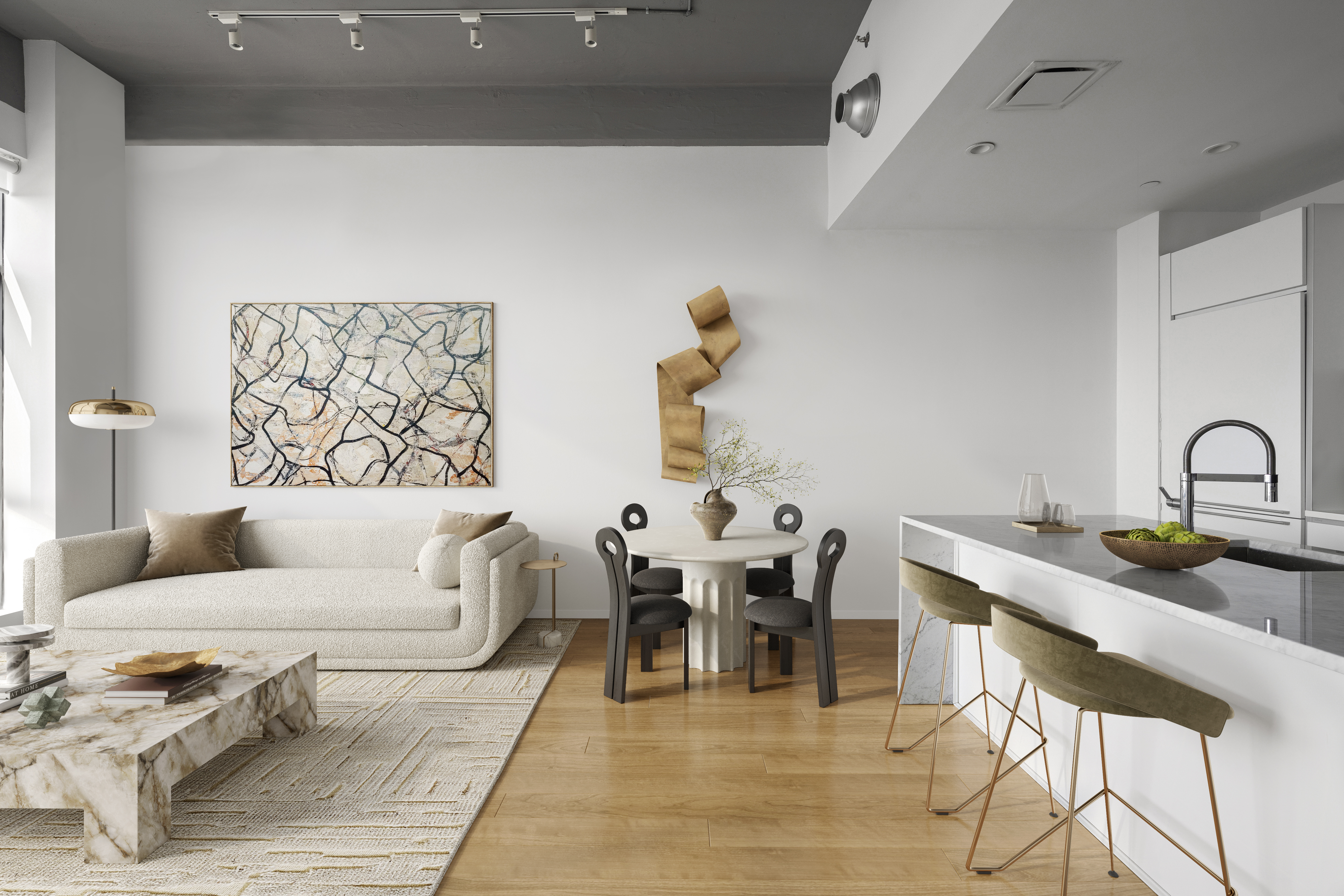 160 Imlay Street, Unit 3B3 Brooklyn, NY 11231 - Photo 3 of 16 a living room with furniture and wooden floor