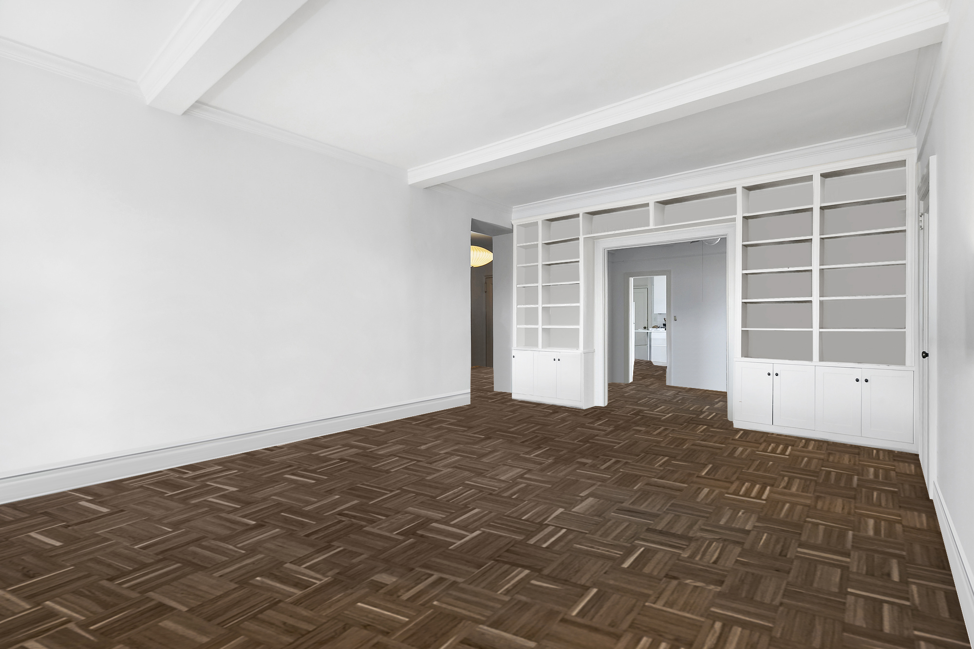 215 West 92nd Street, Unit 15A Manhattan, NY 10025 - Photo 2 of 14 a view of empty room with wooden floor and cabinet