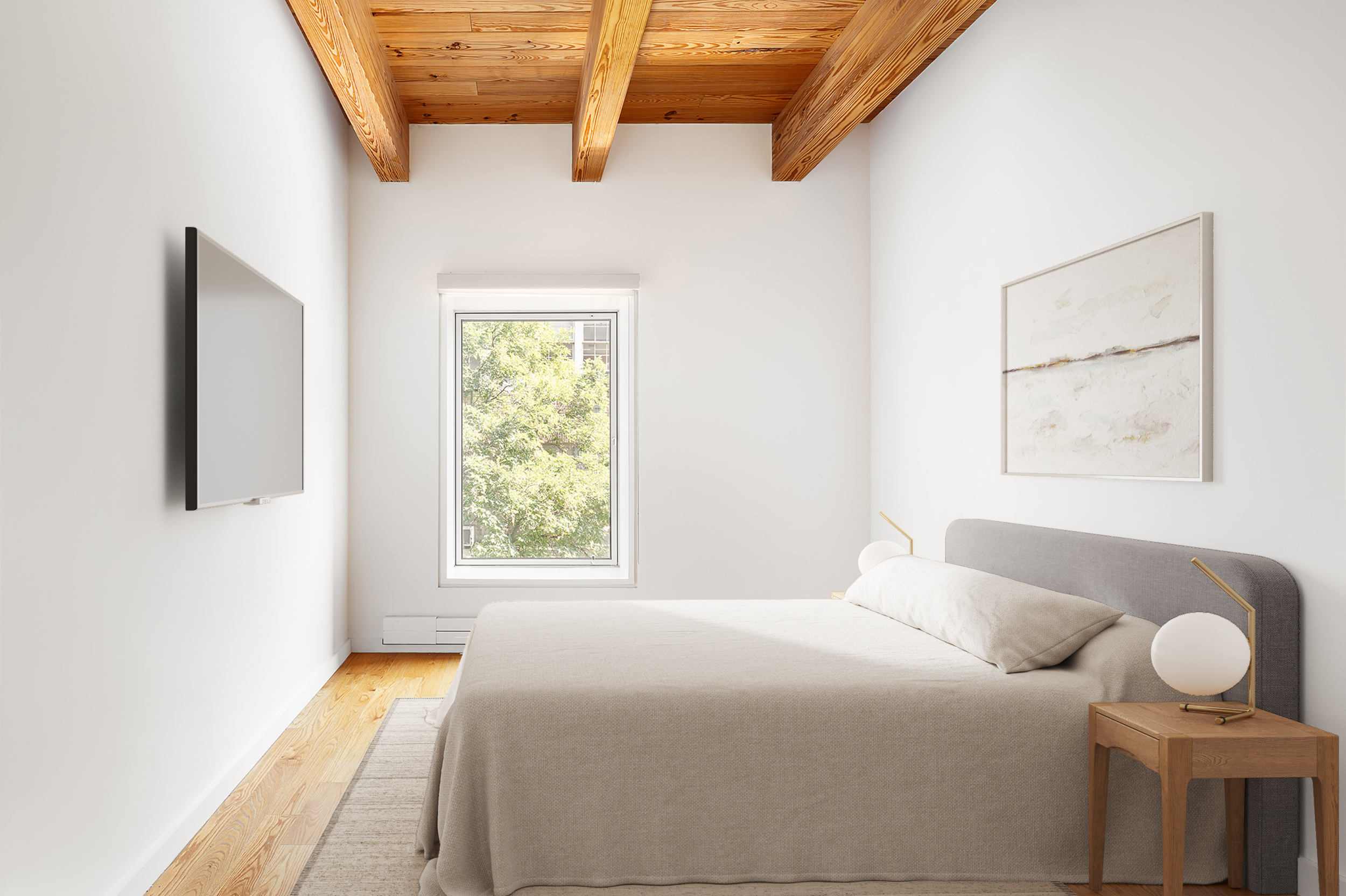 136 Baxter Street, Unit 3C Manhattan, NY 10013 - Photo 12 of 15 a bedroom with a bed and bathroom