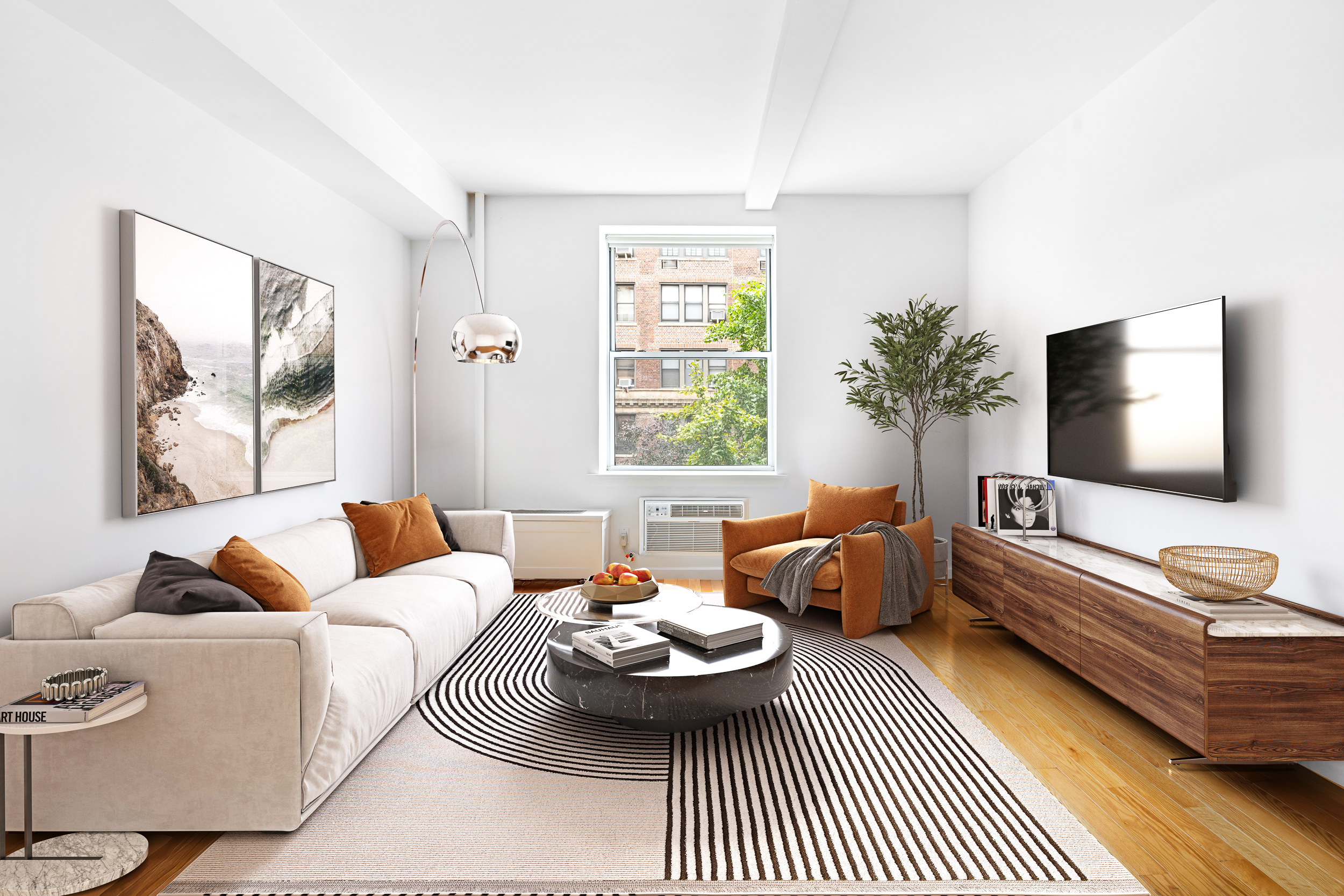 a living room with furniture and a flat screen tv