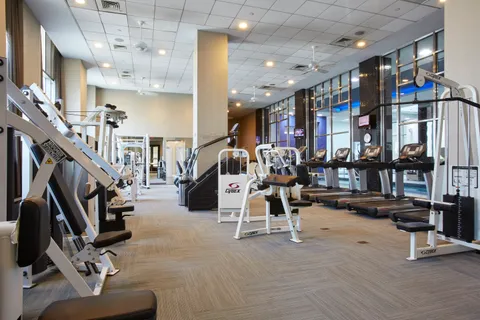 a view of a room with gym equipment