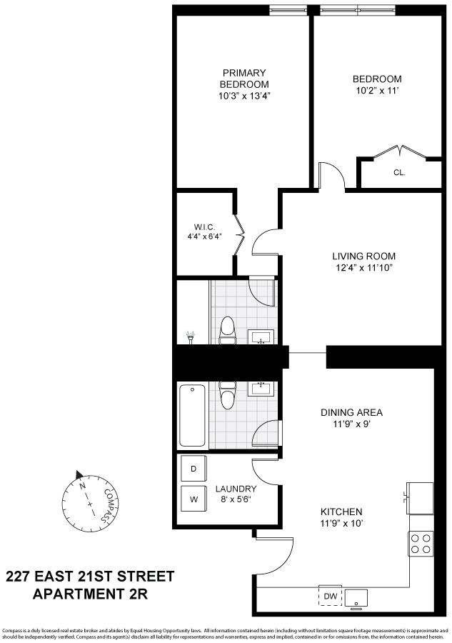 227 East 21st Street, Unit 2R Manhattan, NY 10010 - Photo 12 of 12 a picture of a floor plan