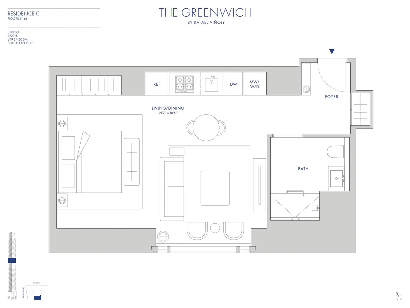 $5,950 | 125 Greenwich Street, Unit 61C | Financial District