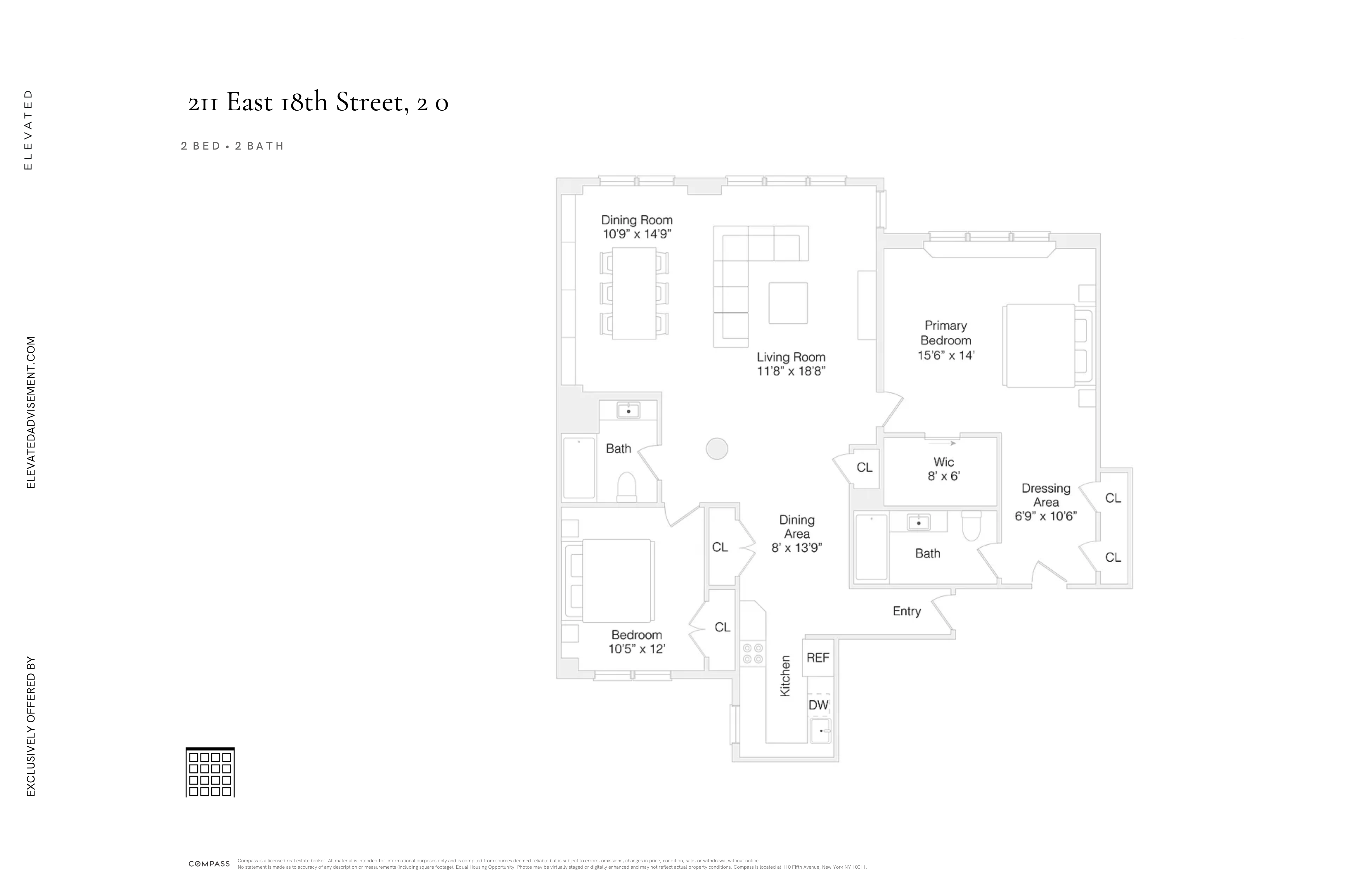 211 East 18th Street, Unit 2O Manhattan, NY 10003 - Photo 14 of 14 a picture of a floor plan
