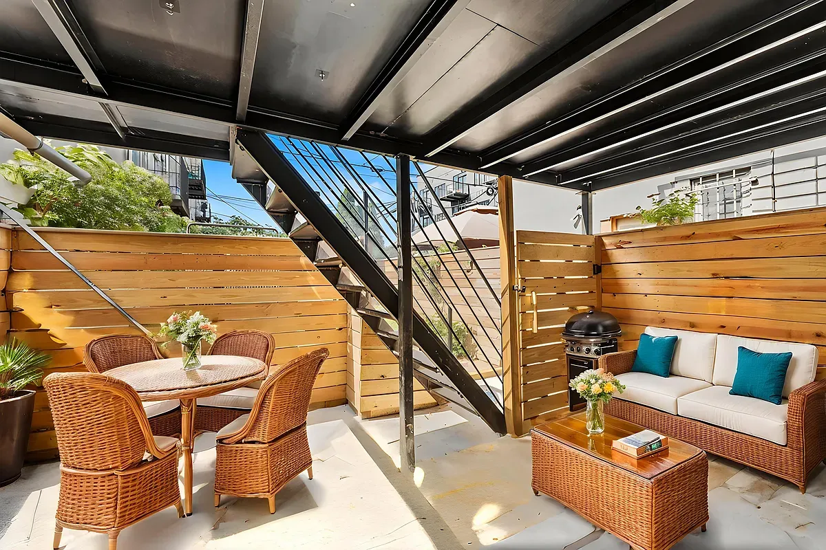 a outdoor living space with furniture