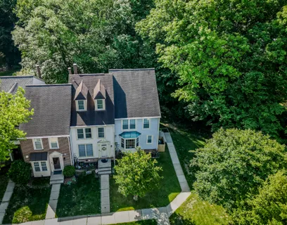 an aerial view of a house