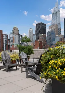 a view of a terrace with sitting area