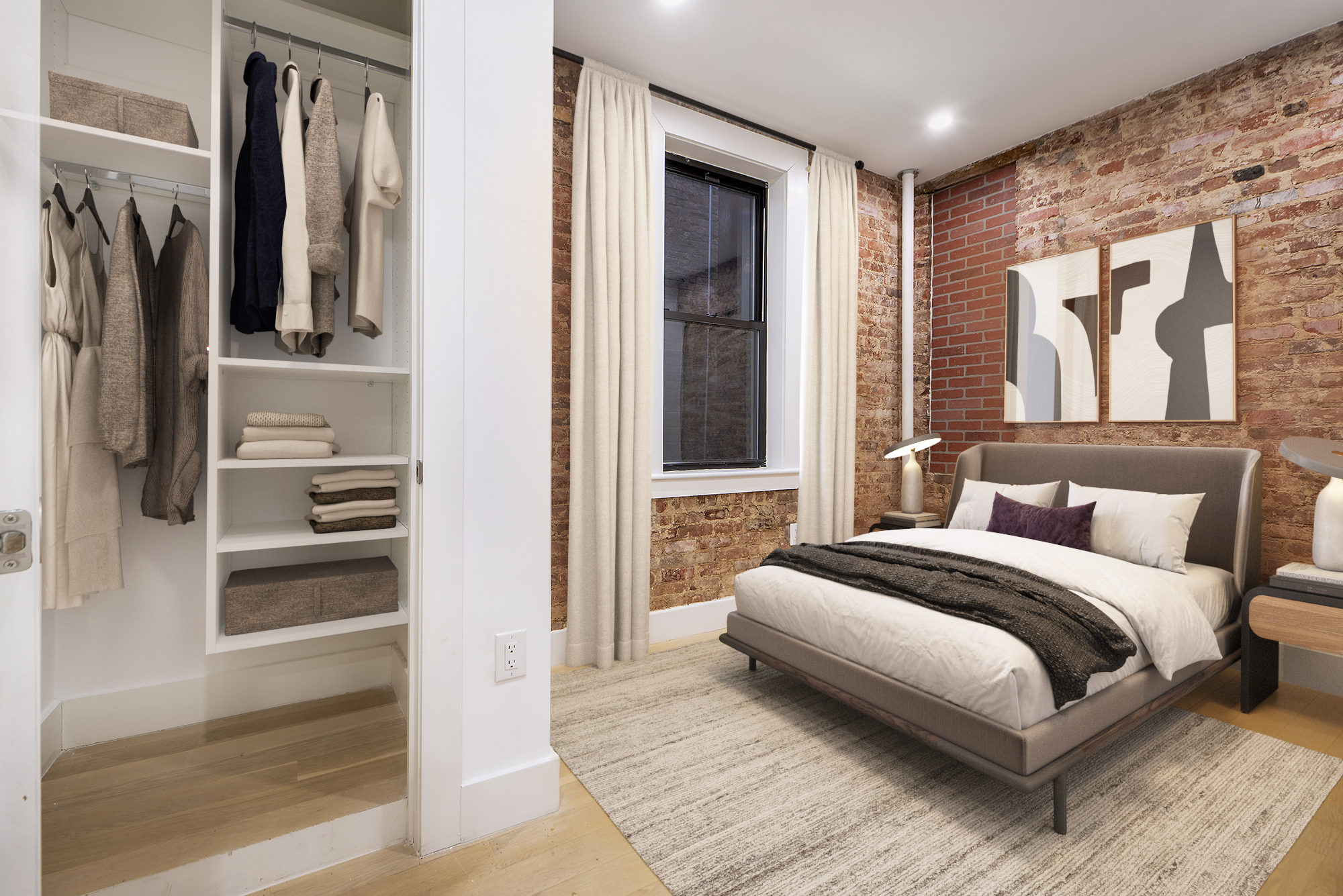 129 2nd Avenue, Unit 8 Manhattan, NY 10003 - Photo 1 of 11 a bedroom with a bed and a walk in closet