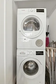 a close up view of washer and dryer