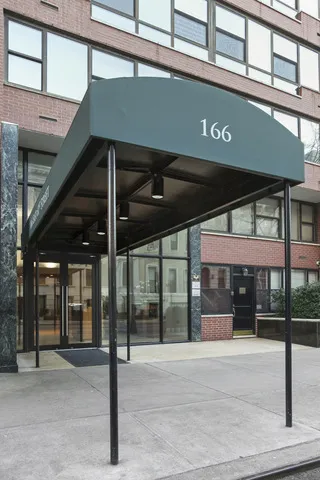 a view of a building with a window