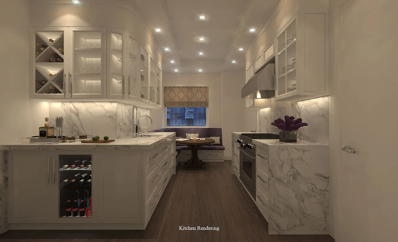 21 East 87th Street, Unit 11A Manhattan, NY 10128 - Photo 6 of 10 a kitchen with kitchen island granite countertop lots of counter top space