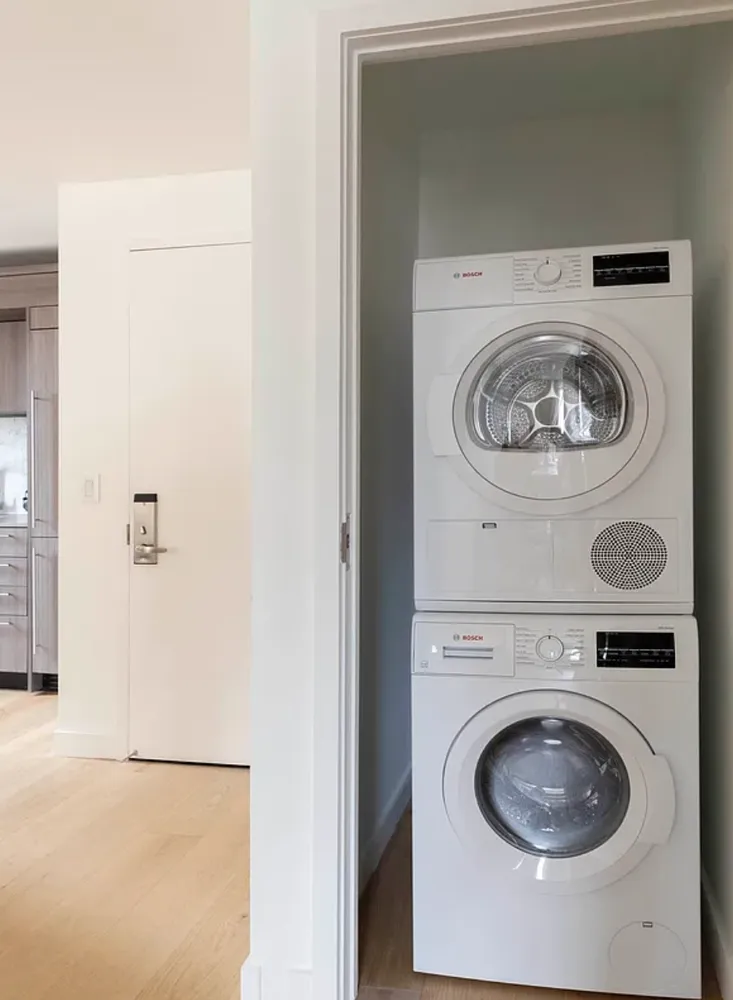 a close up view of washer and dryer