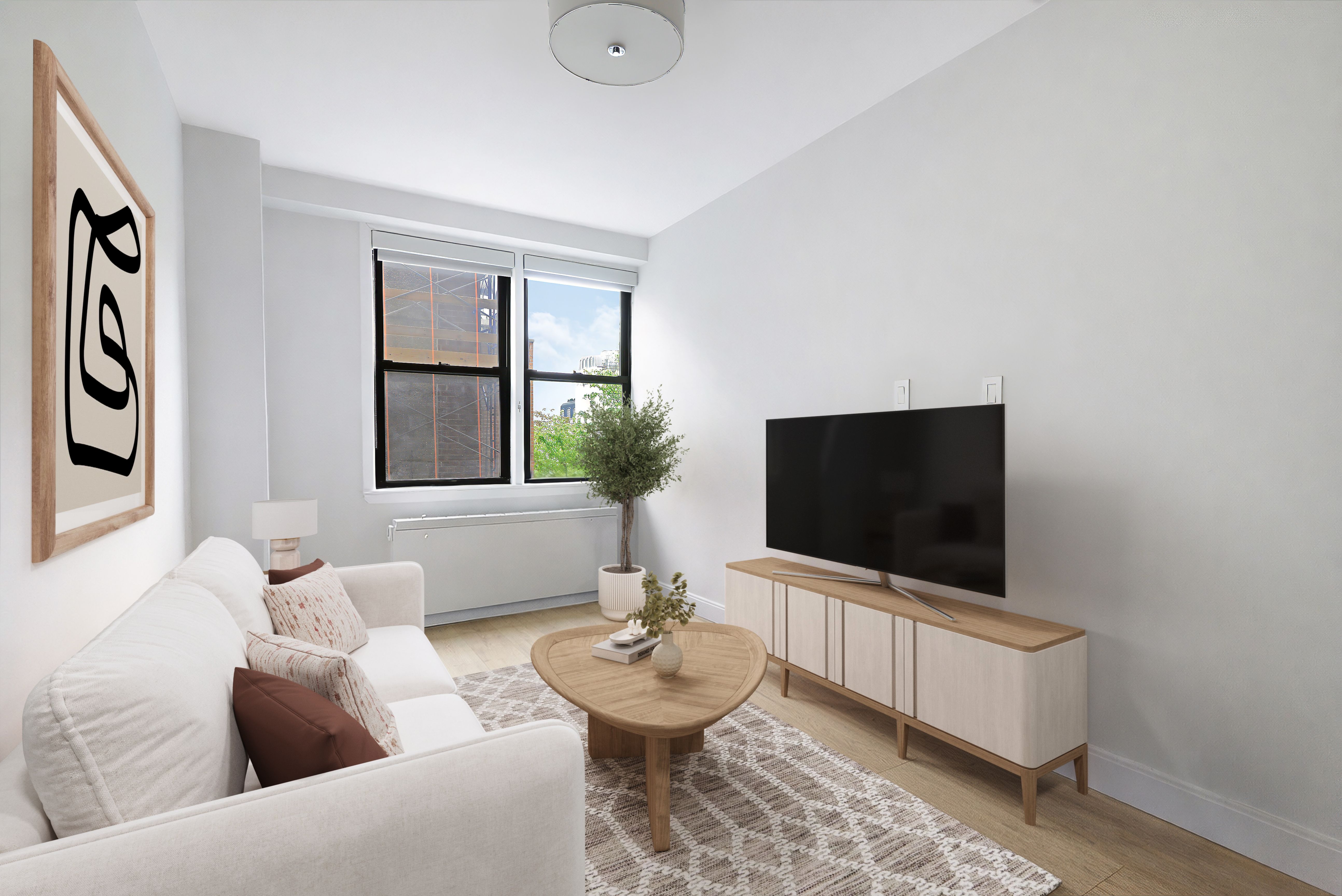 201 East 21st Street, Unit 7G Manhattan, NY 10010 - Photo 2 of 11 a living room with furniture and a flat screen tv