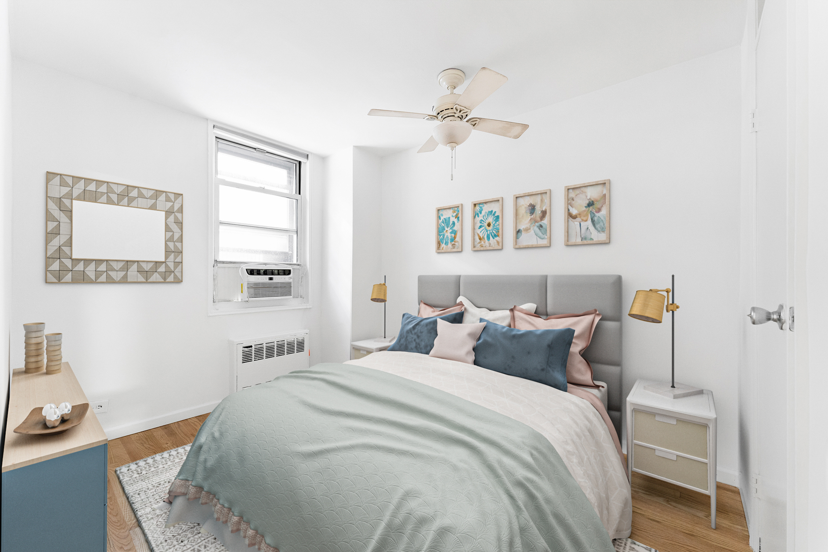 165 Christopher Street, Unit LV Manhattan, NY 10014 - Photo 6 of 16 a bedroom with bed and wooden floor