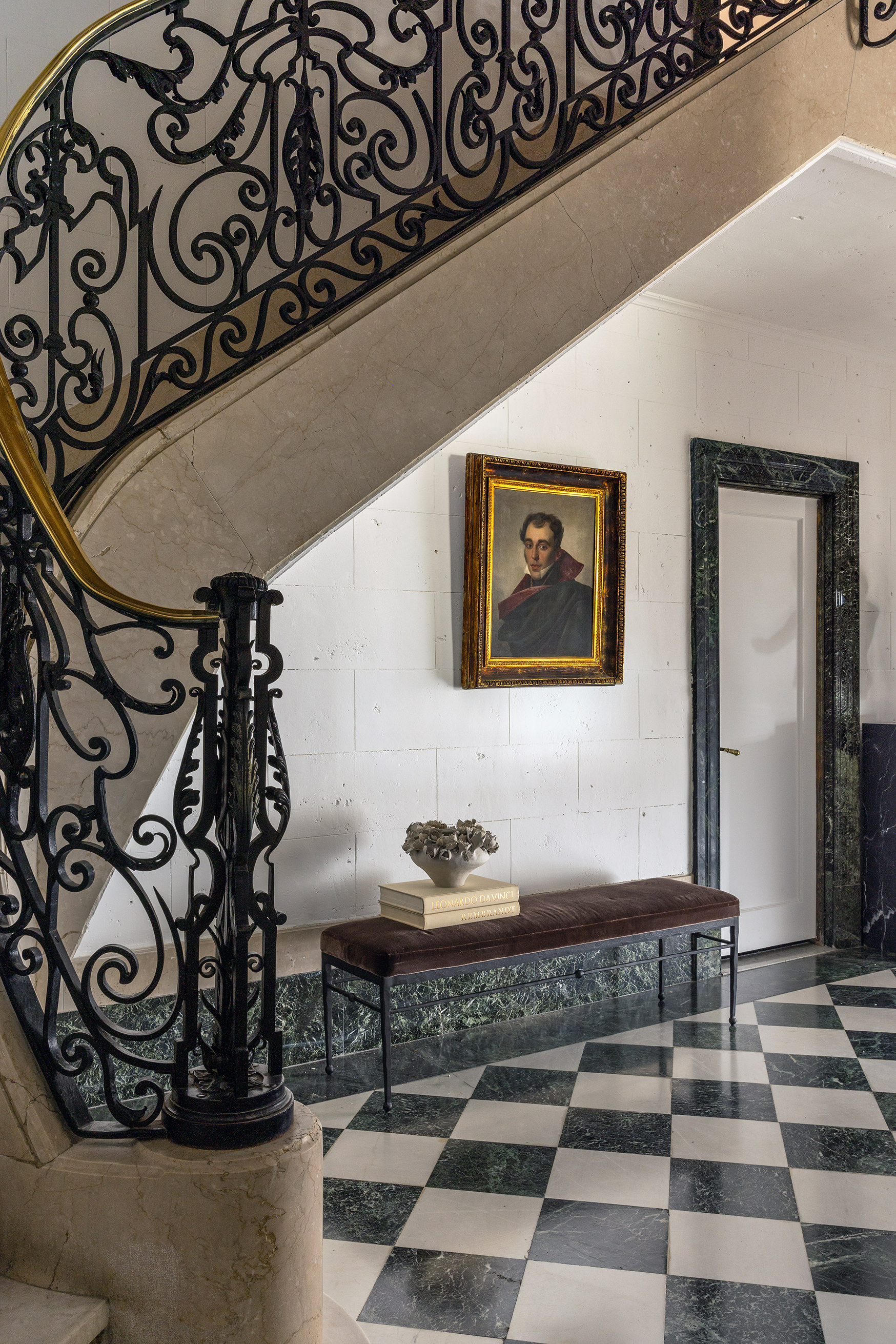 1136 5th Avenue, Unit 6A Manhattan, NY 10128 - Photo 2 of 44 a bedroom with a bed and a black white checkered floor