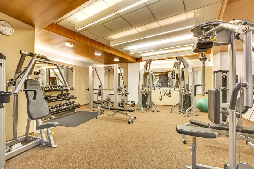 a view of a room with gym equipment