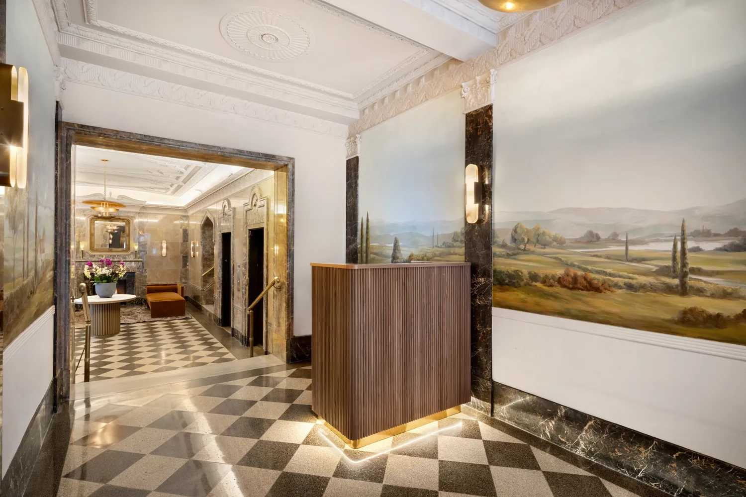 a view of a balcony with city view