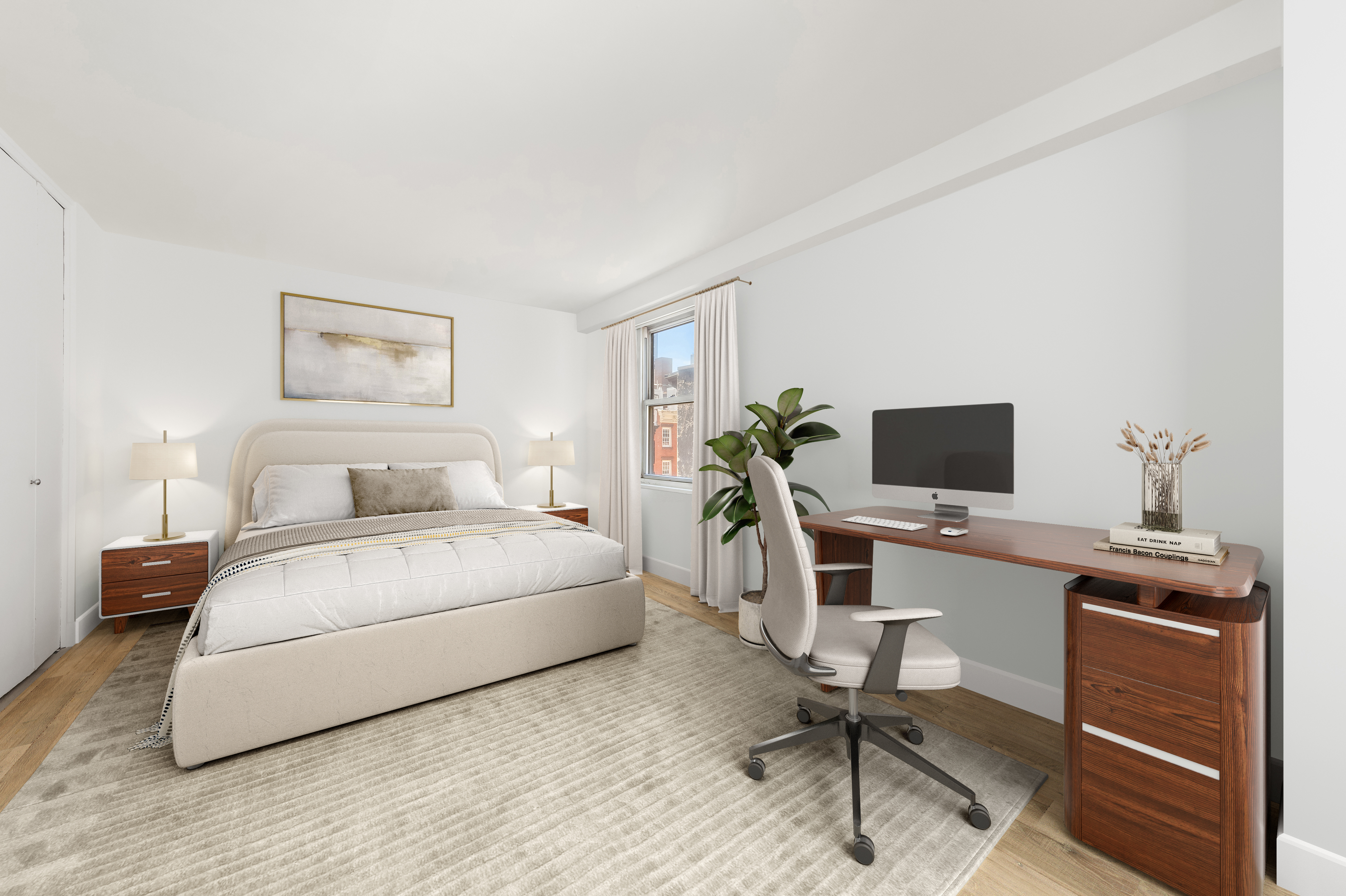 251 East 32nd Street, Unit 5J Manhattan, NY 10016 - Photo 4 of 15 a bedroom with a workspace