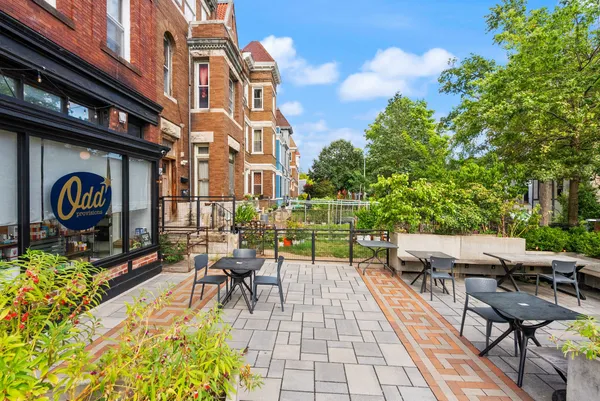 a view of a building with door