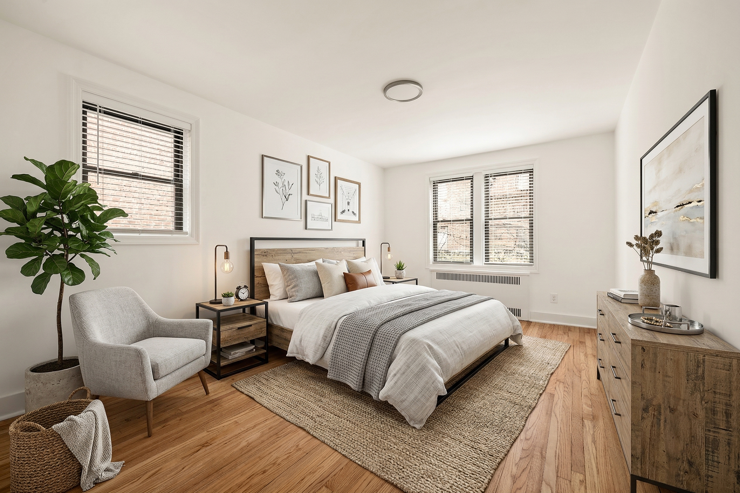 47-39 40th Street, Unit 2G Queens, NY 11104 - Photo 8 of 15 a bedroom with a bed and a couch
