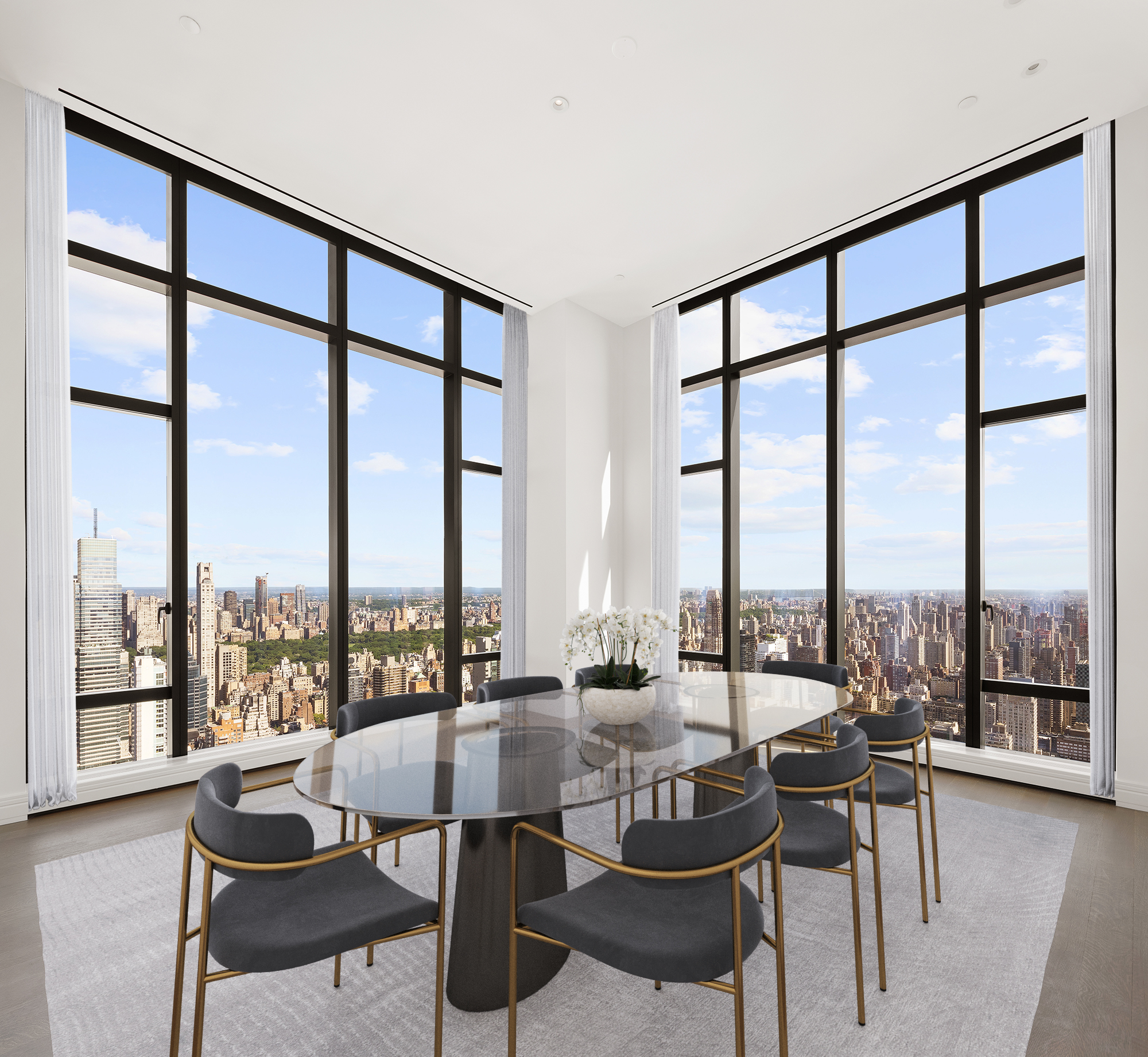 430 East 58th Street, Unit PH72 Manhattan, NY 10022 - Photo 4 of 26 a dining room with furniture a large window and view of balcony