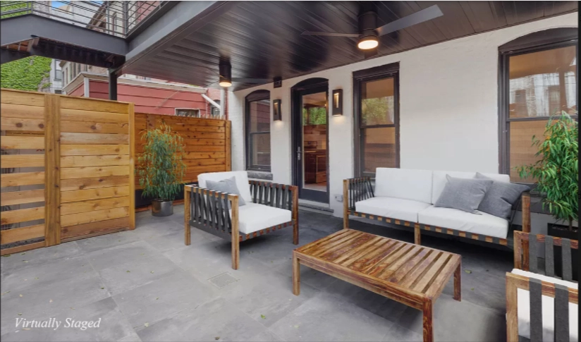 580 Decatur Street, Unit 1 Brooklyn, NY 11233 - Photo 6 of 8 a balcony with furniture and a ceiling fan