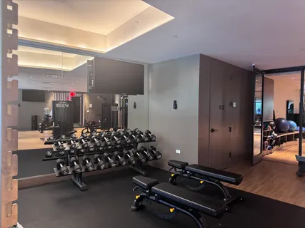 a room with gym equipment