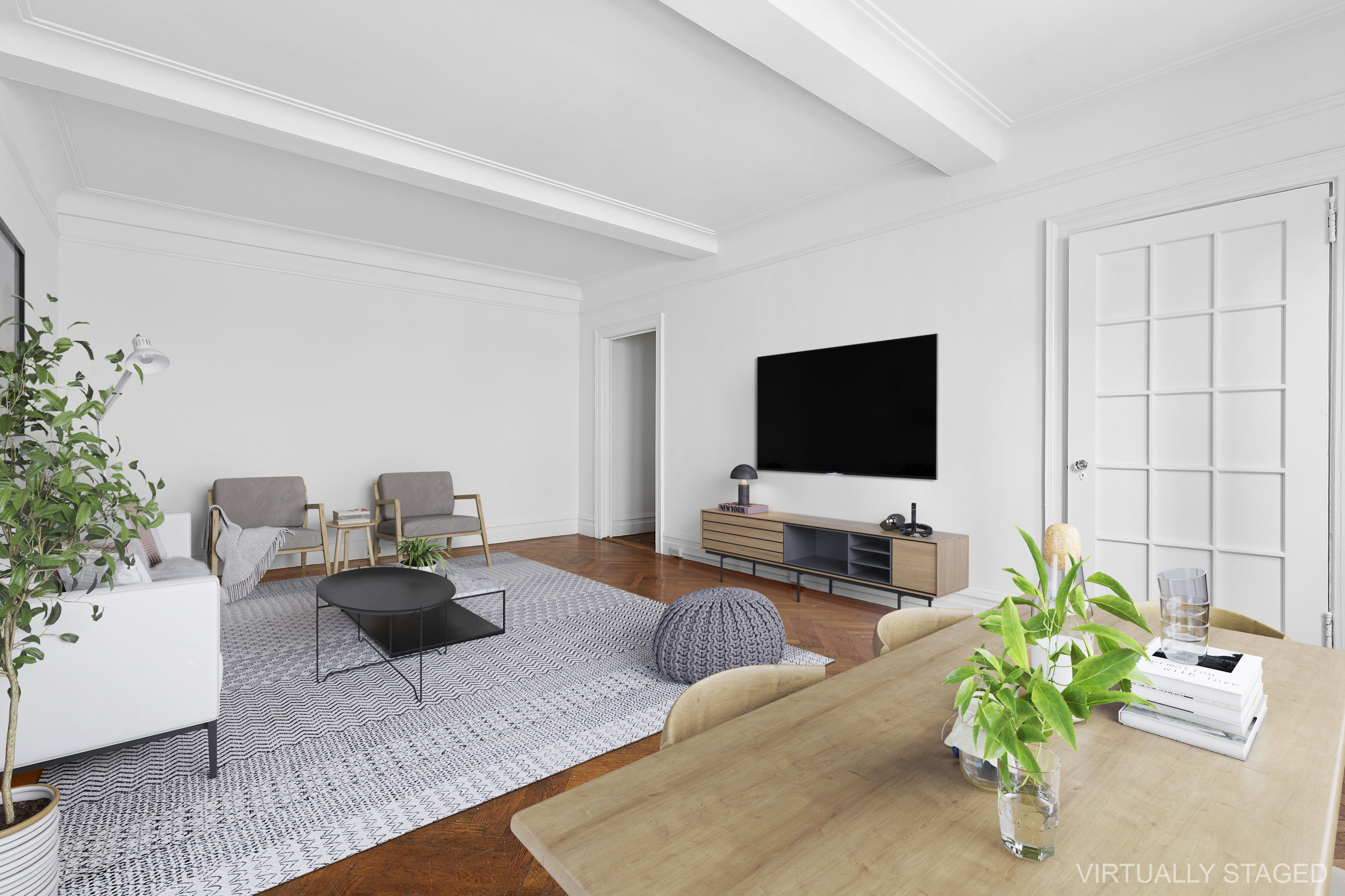 250 West 94th Street, Unit 8J Manhattan, NY 10025 - Photo 3 of 19 a living room with furniture and a flat screen tv