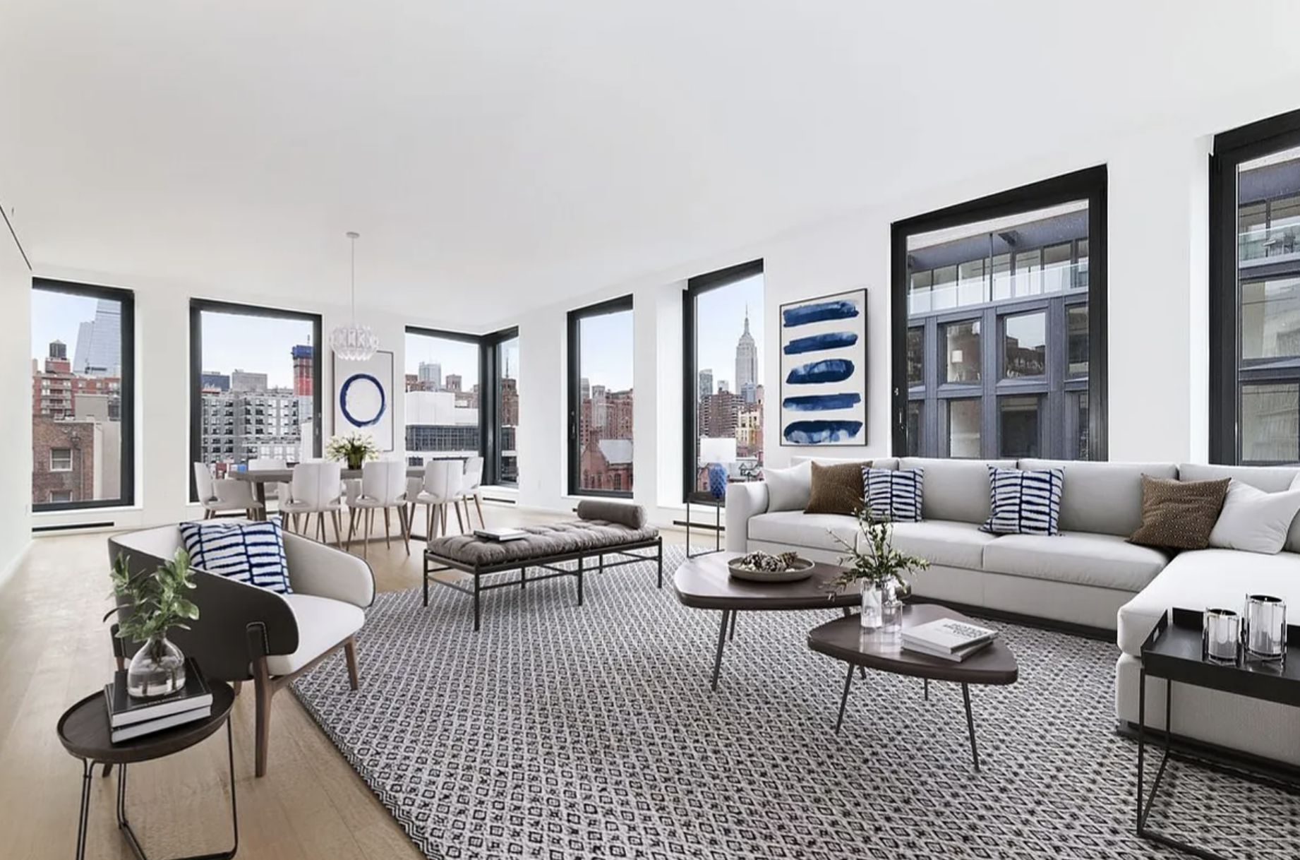 505 West 19th Street, Unit 7W Manhattan, NY 10011 - Photo 2 of 31 a living room with furniture and a large window