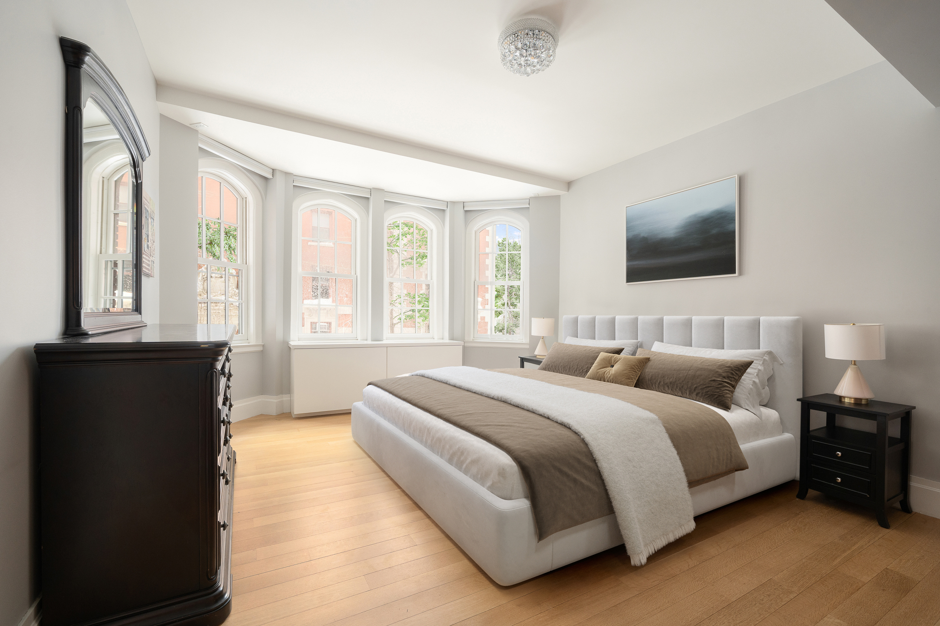 160 Henry Street, Unit 3C Brooklyn, NY 11201 - Photo 8 of 18 a bedroom with a bed and a flat tv screen next to a window