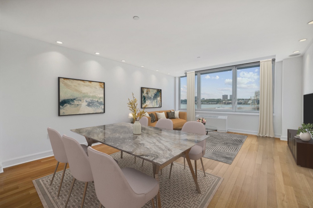 80 Riverside Boulevard, Unit 4X Manhattan, NY 10069 - Photo 1 of 20 a living room with furniture and wooden floor