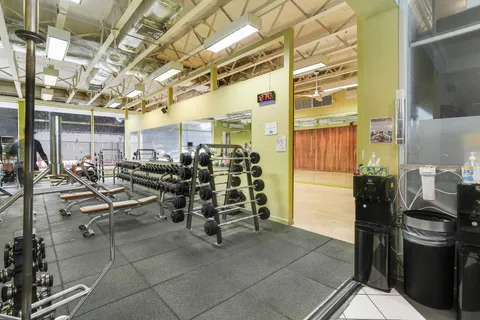 a view of a room with gym equipment