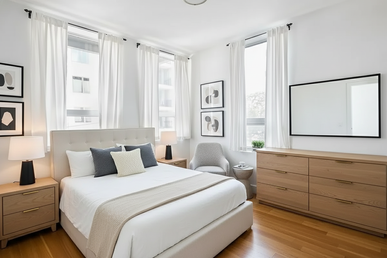 128 Newton Street, Unit 2B Brooklyn, NY 11222 - Photo 3 of 13 a bedroom with a bed and a window