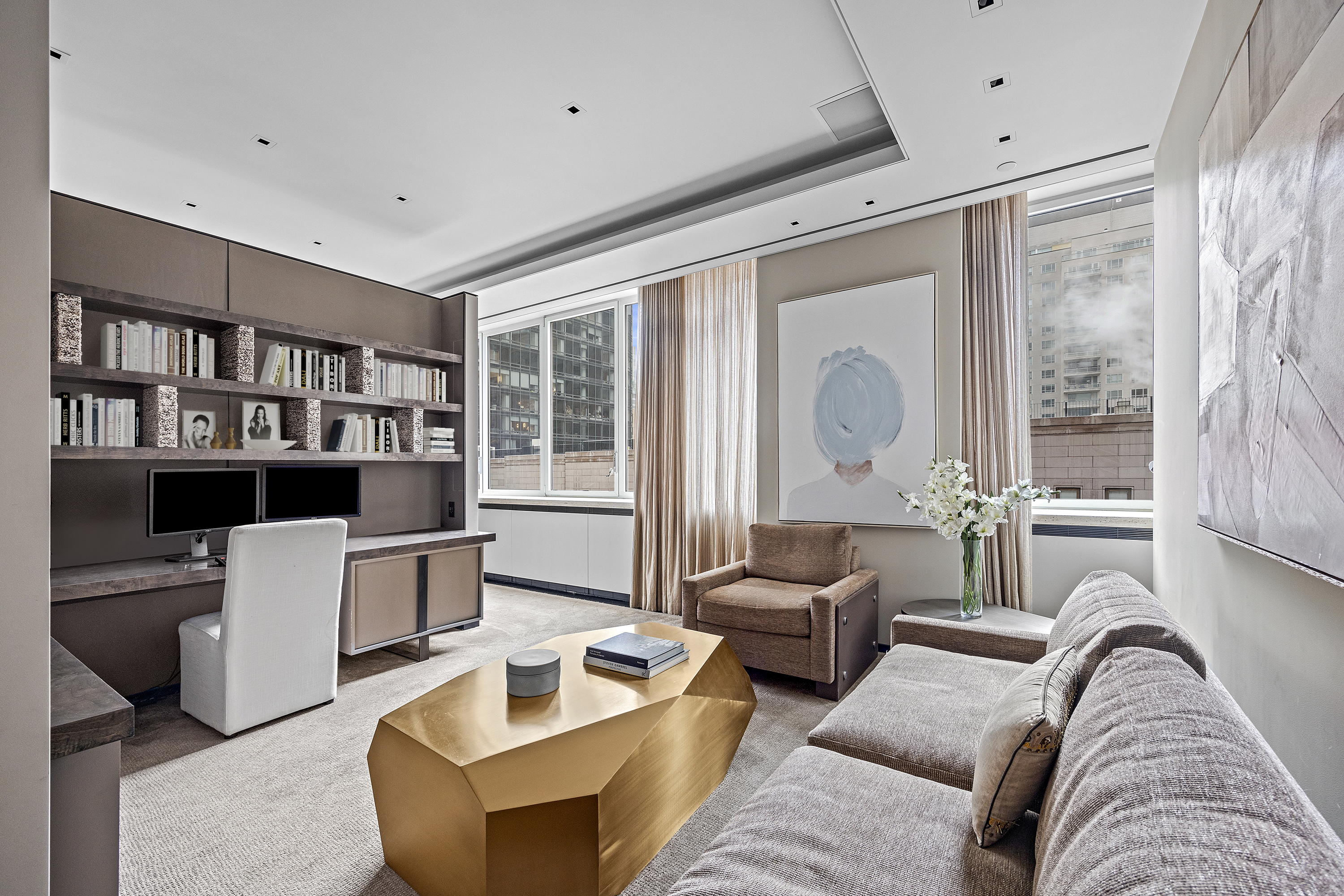 219 East 67th Street, Unit 5 Manhattan, NY 10065 - Photo 8 of 18 a living room with furniture and a floor to ceiling window