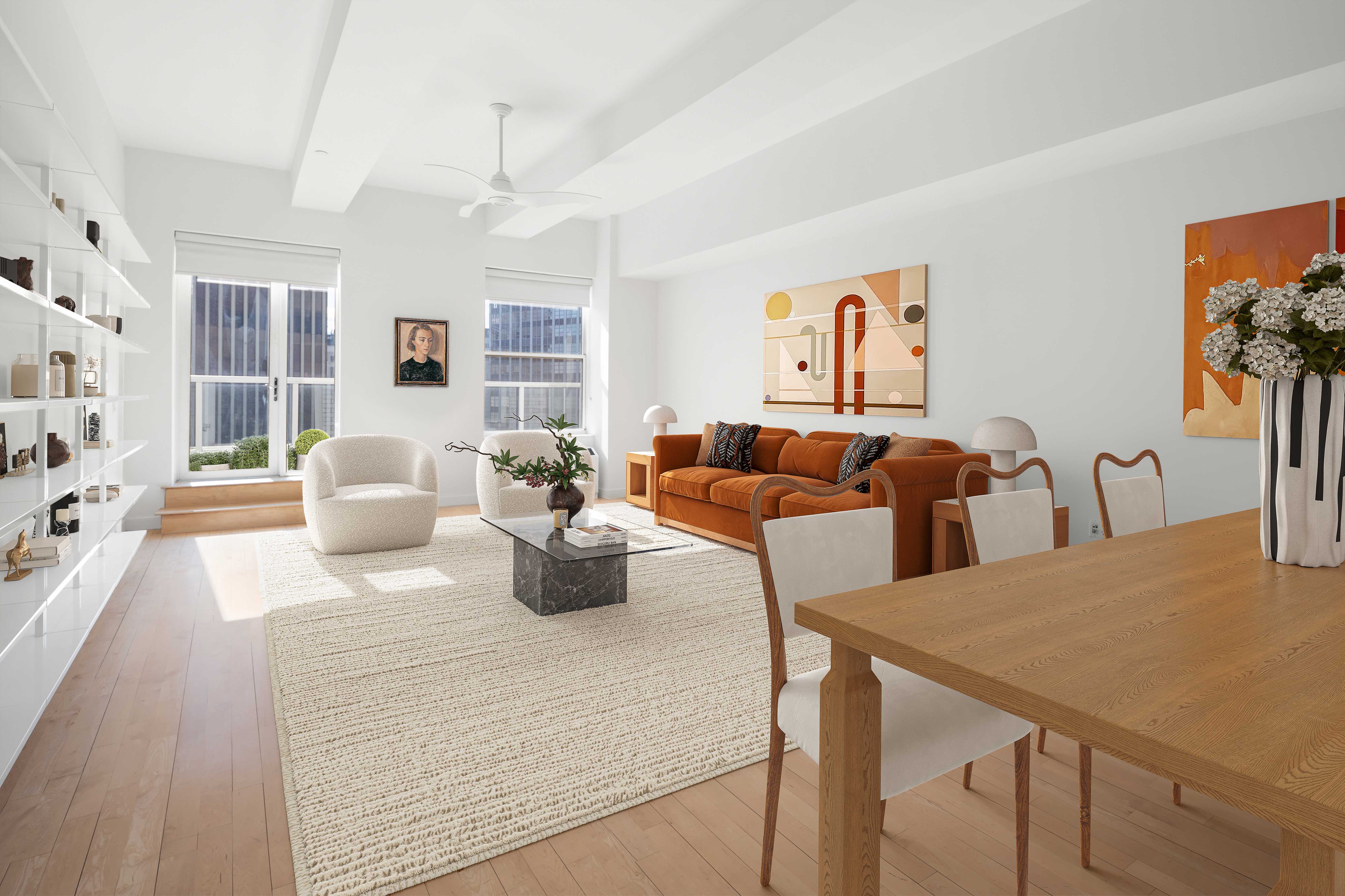 15 Broad Street, Unit 2926 Manhattan, NY 10005 - Photo 2 of 26 a living room with furniture and wooden floor