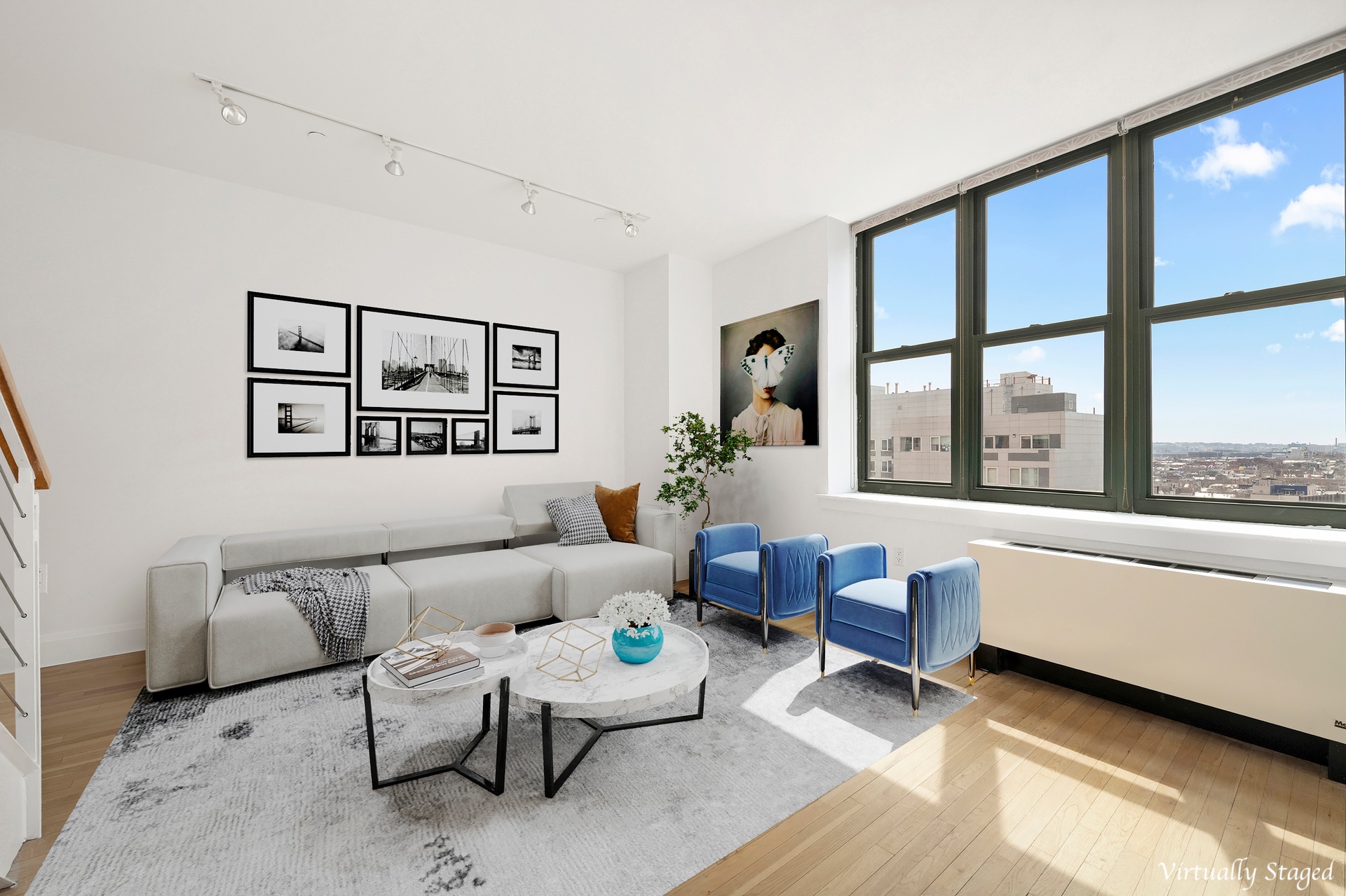 199 State Street, Unit PHD Brooklyn, NY 11201 - Photo 3 of 11 a living room with furniture and a large window
