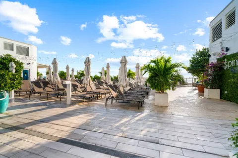 a front view of a multi story building