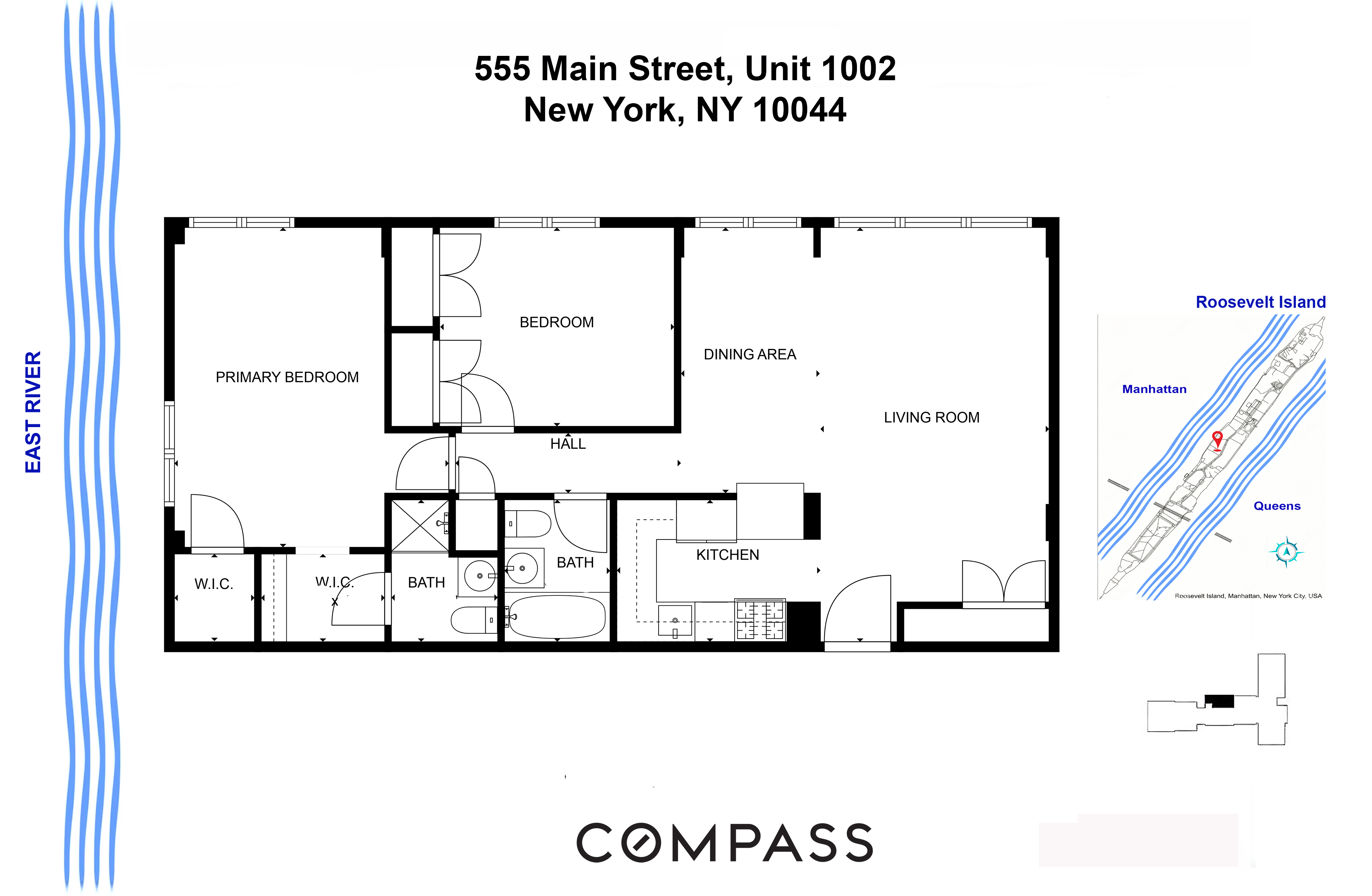 555 Main Street, Unit 1002 Manhattan, NY 10044 - Photo 12 of 12 a picture of a floor plan